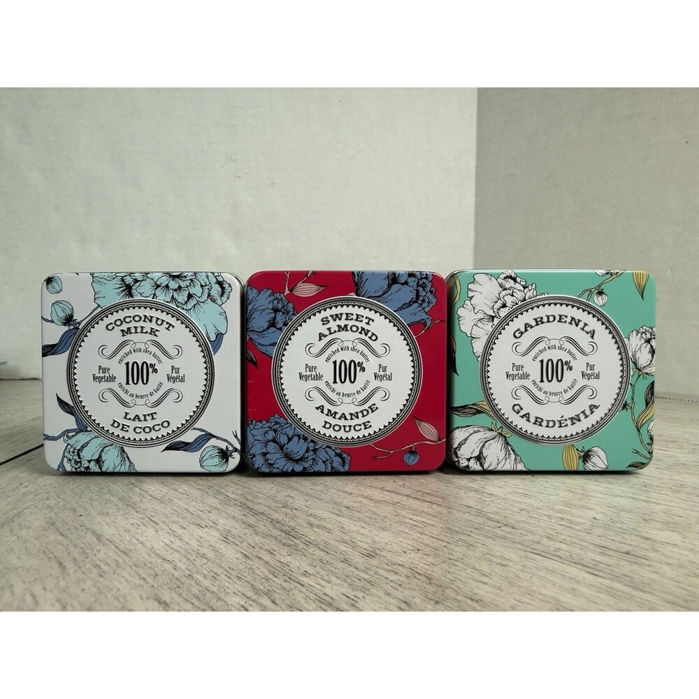 3 La Chatelaine Triple Milled Soaps Coconut Milk, Sweet Almond, Gardenia 3.5g